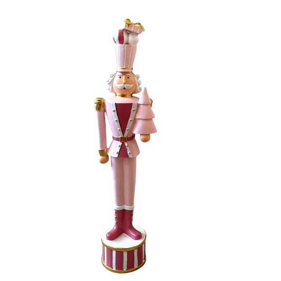 Balsam & Fir PINK GOLD NUTCRACKER Soldier Figurine 18in Christmas Holiday NEW - Picture 1 of 16
